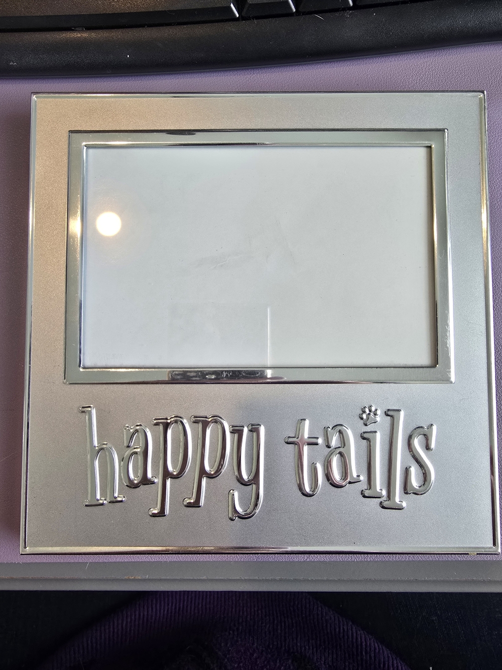 Happy Tails Metallic Photo Frame - Silver, New